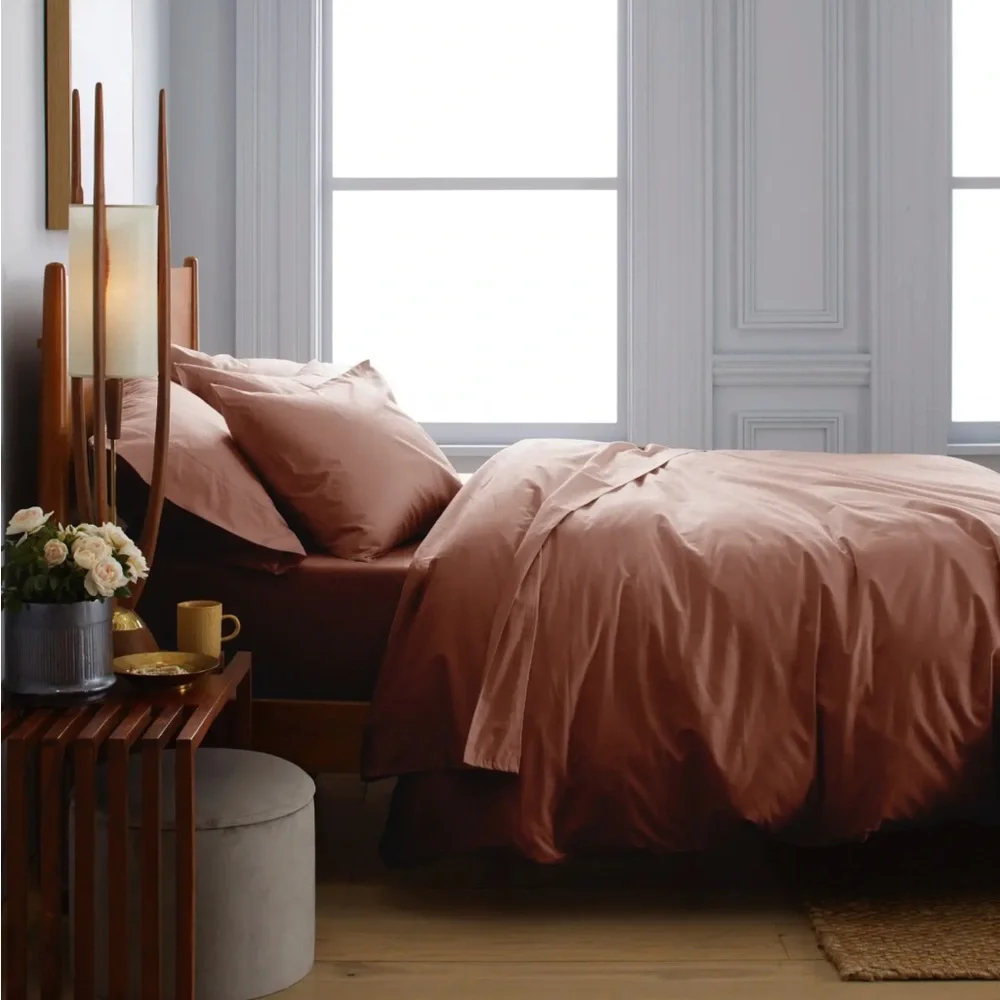 Quince Organic Percale Duvet Cover Full Queen Clay